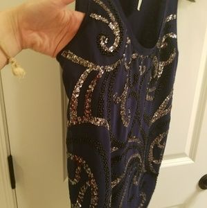 NWT Blue and gold sequin tank